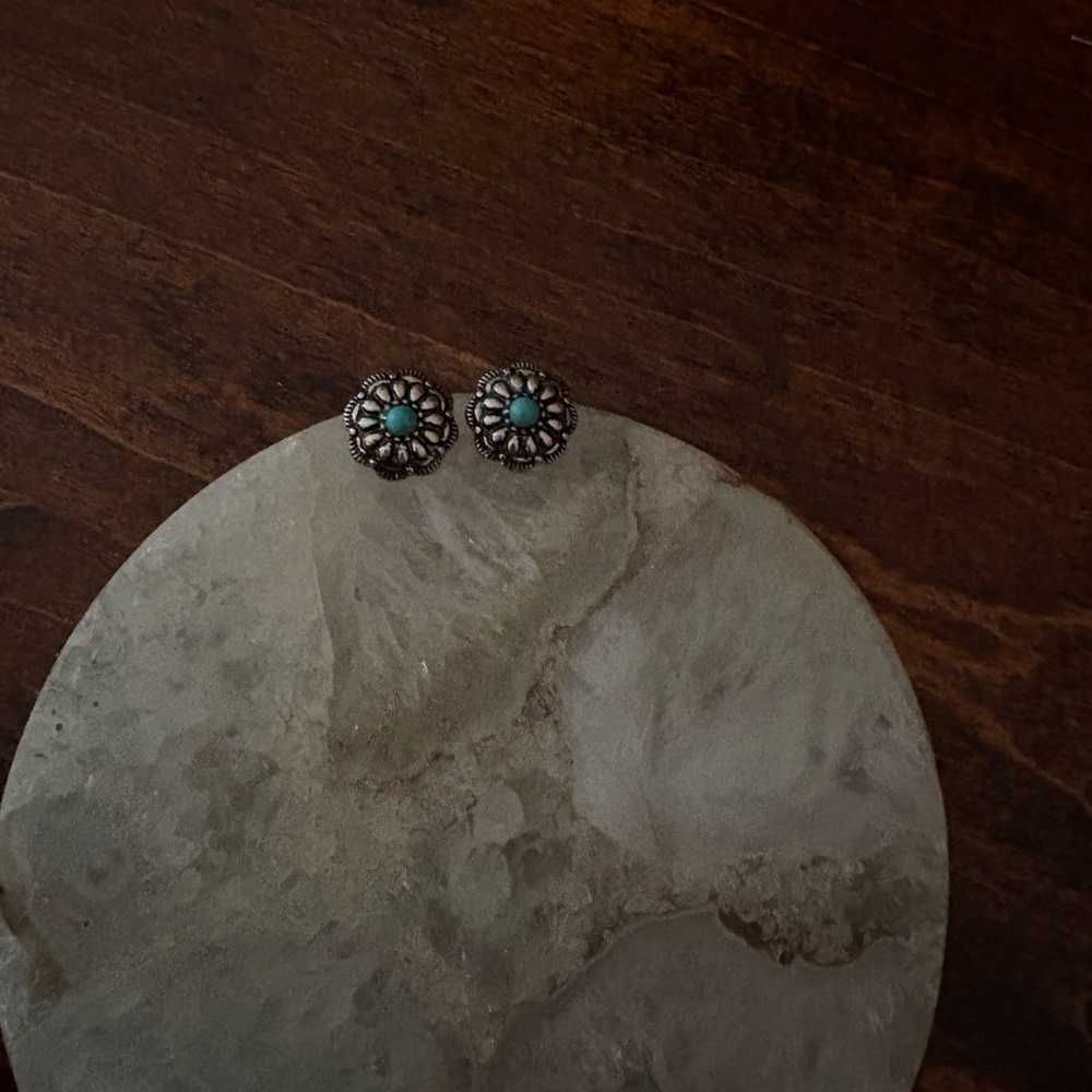 Turquoise Floral Stud Earrings